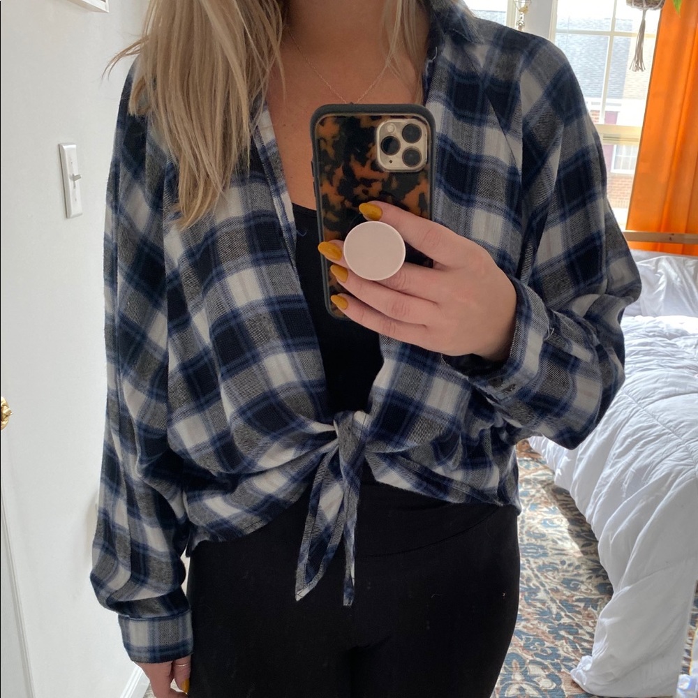 Urban Outfitters Tie Front Flannel Top